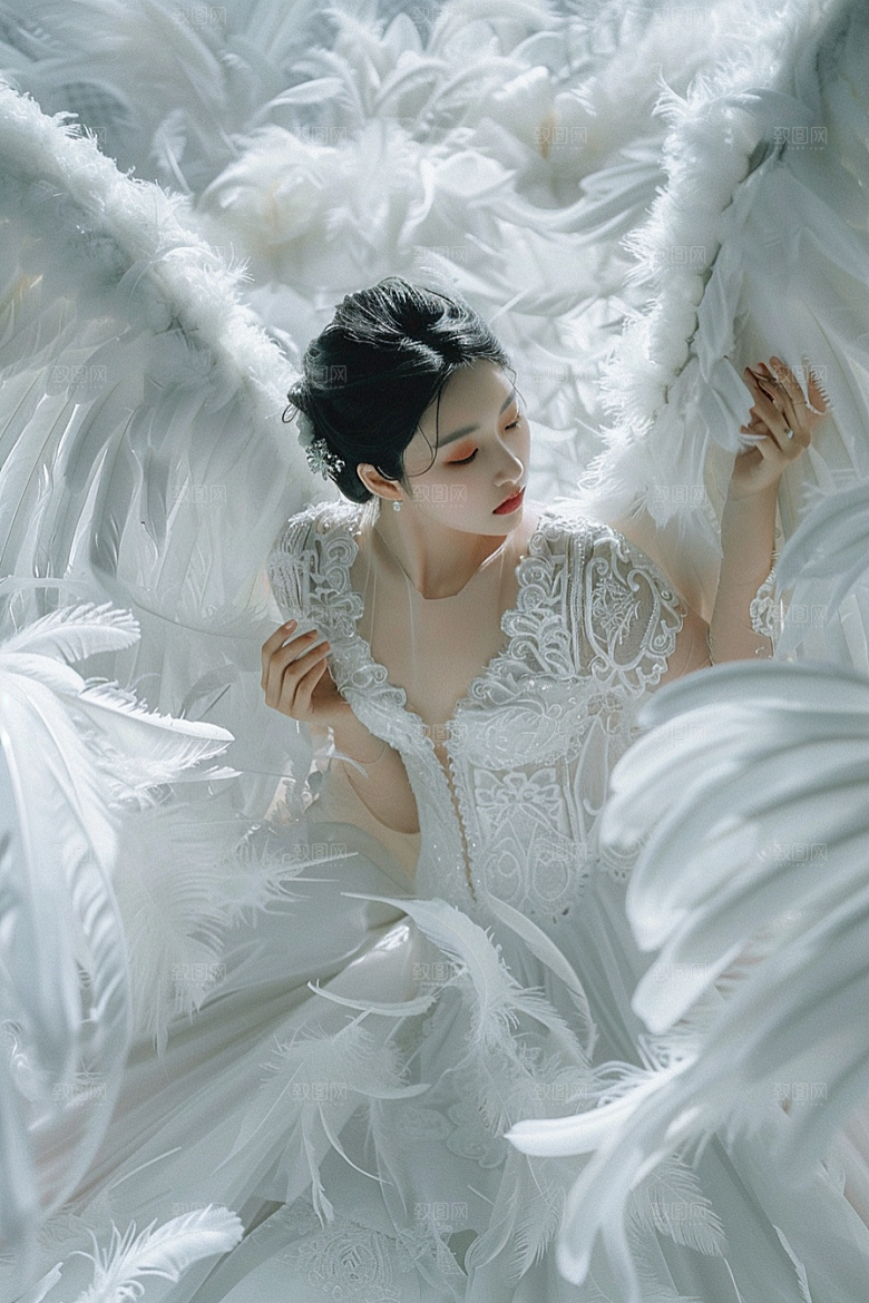 天使女神白色人物摄影图
