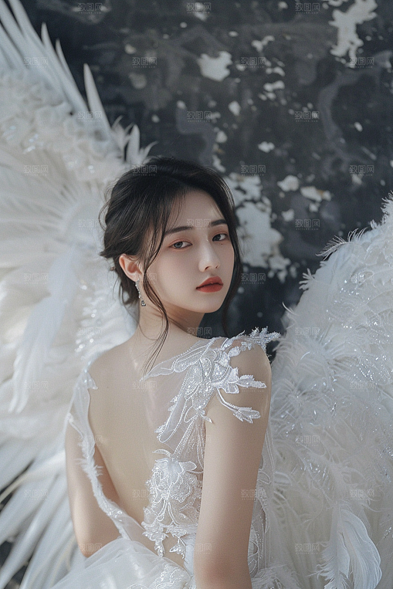 天使女神肖像唯美摄影图