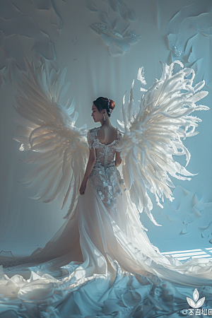 天使女神唯美白色摄影图