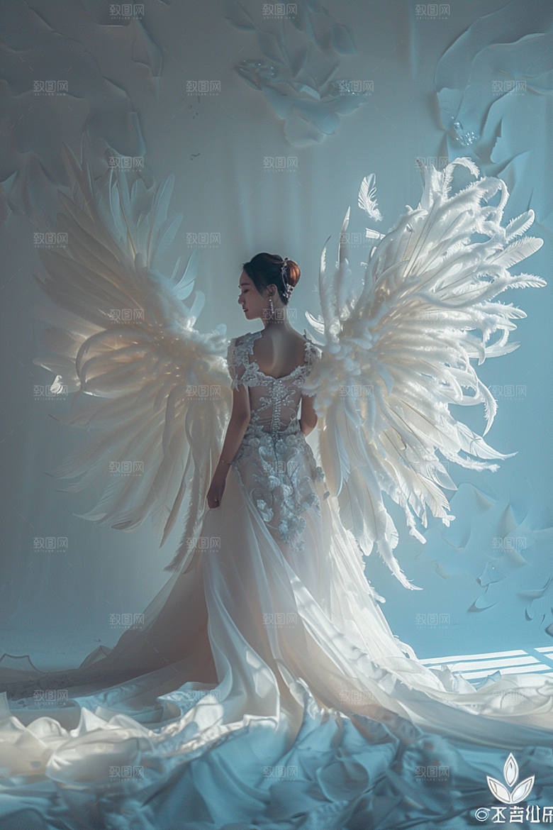 天使女神唯美白色摄影图