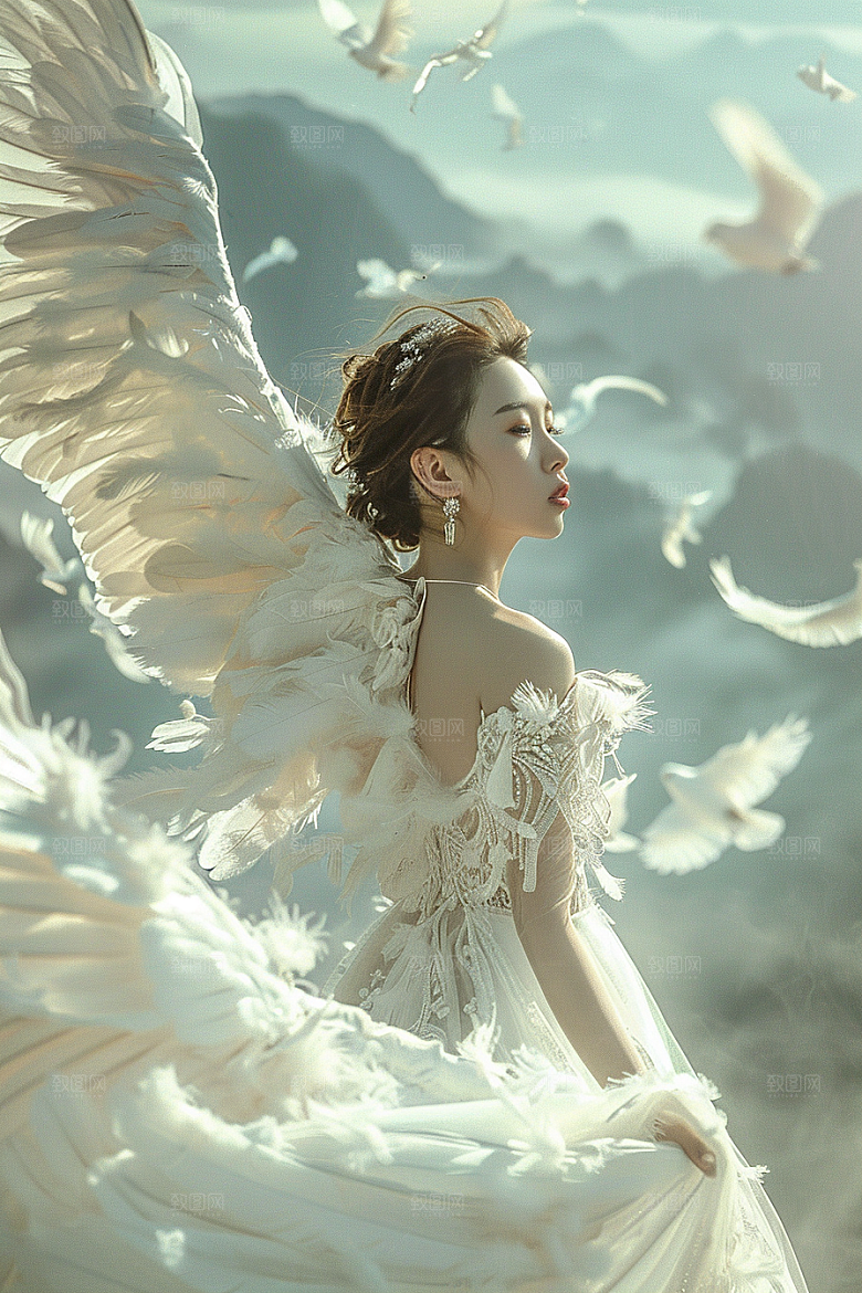 天使女神美女写真摄影图