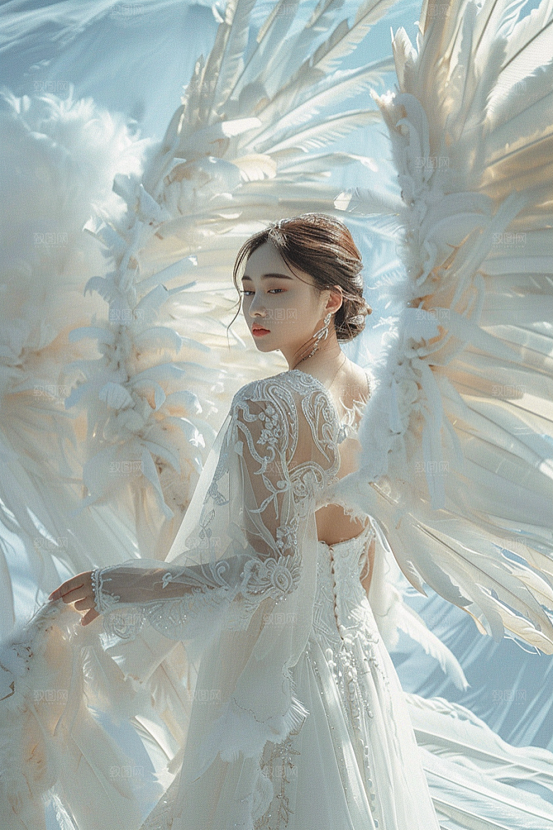 天使女神白色唯美摄影图
