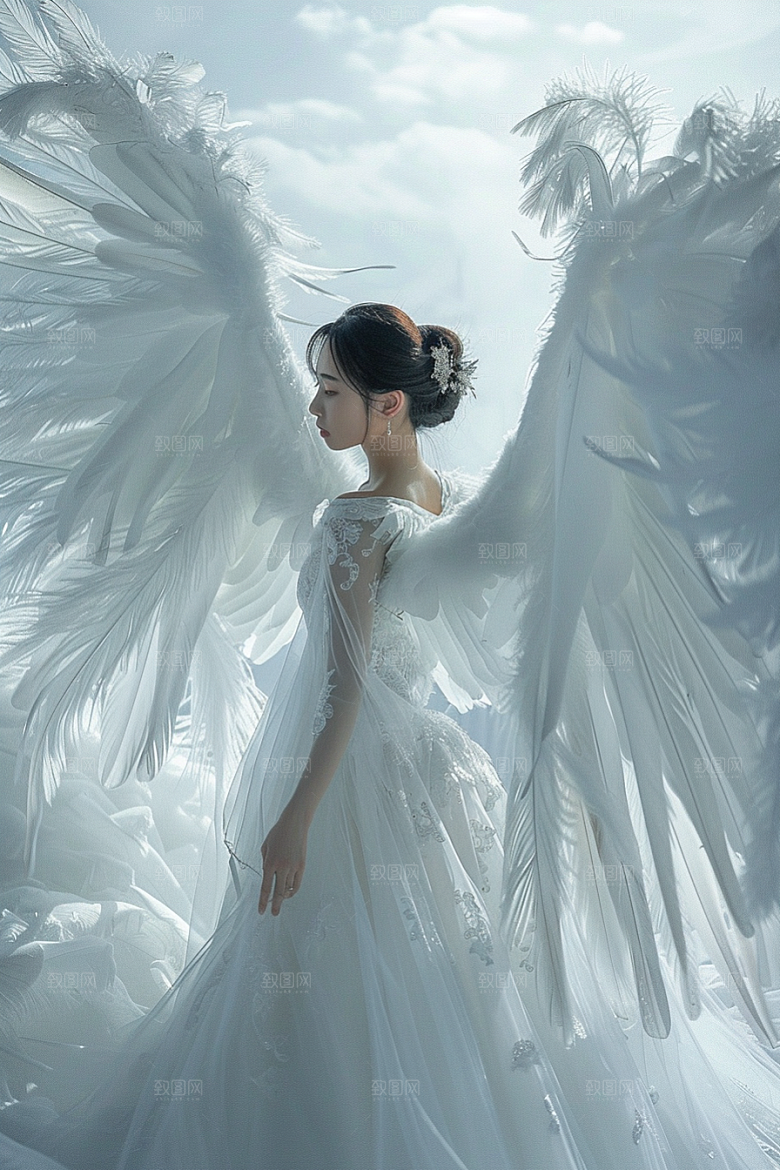 天使女神清新纯洁摄影图