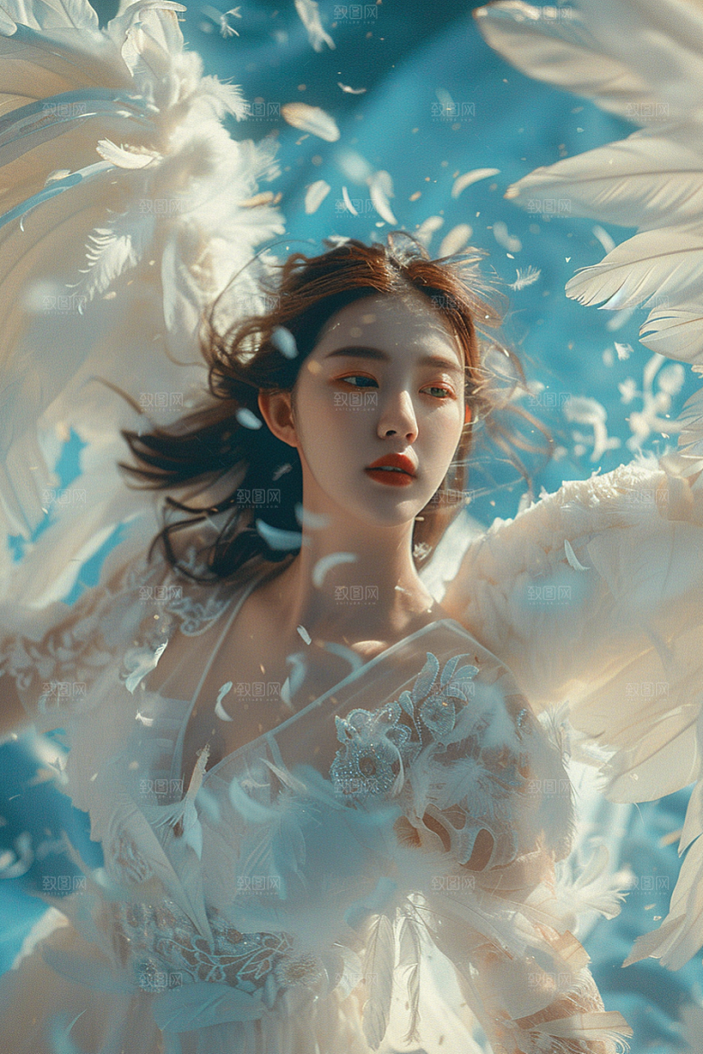 天使女神人物肖像摄影图