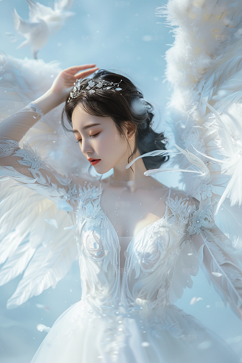 天使女神清新唯美摄影图