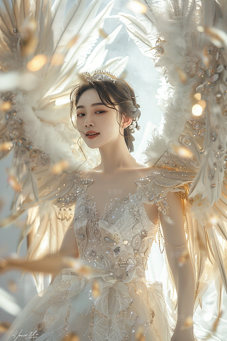天使女神白色清新摄影图