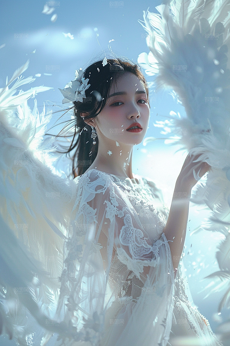 天使女神白色人物摄影图