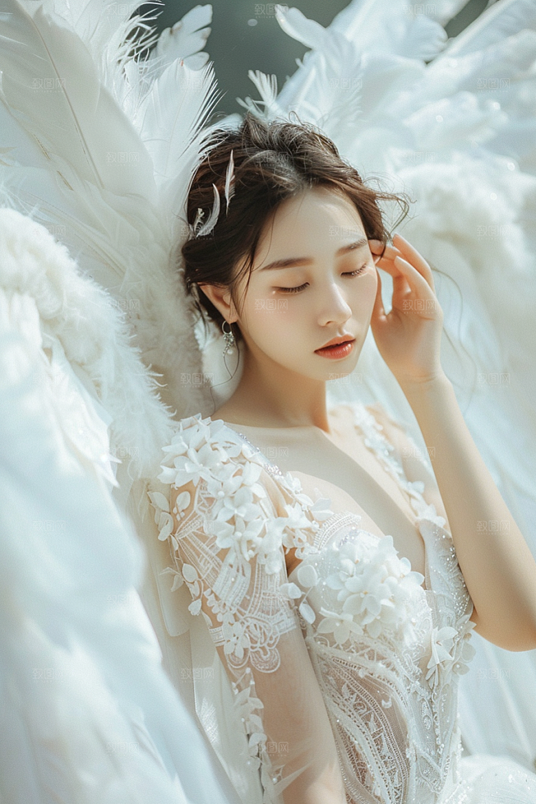 天使女神肖像纯洁摄影图