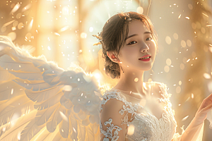 天使女神白色梦幻摄影图