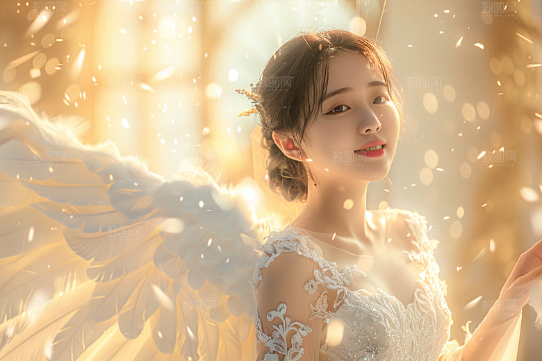 天使女神白色梦幻摄影图