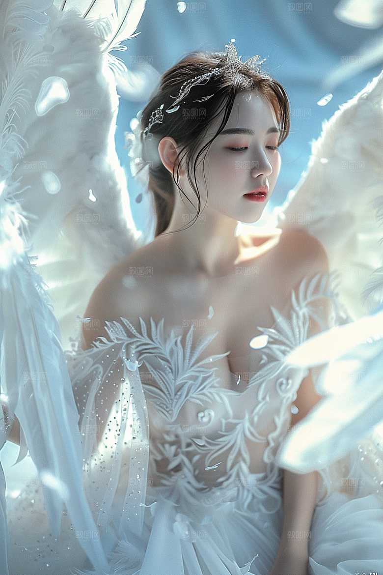 天使女神肖像写真摄影图