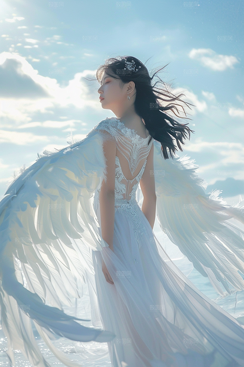 天使女神美女清新摄影图