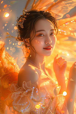 天使女神唯美白色摄影图