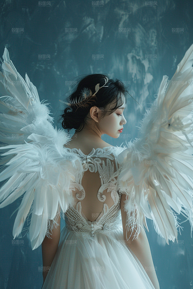 天使女神梦幻白色摄影图