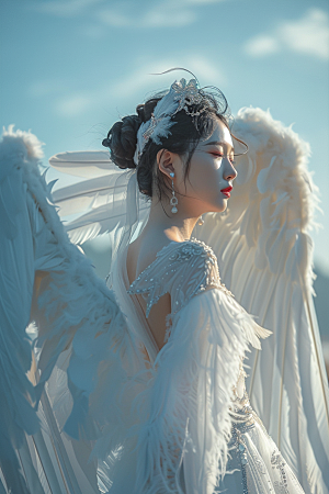 天使女神肖像清新摄影图
