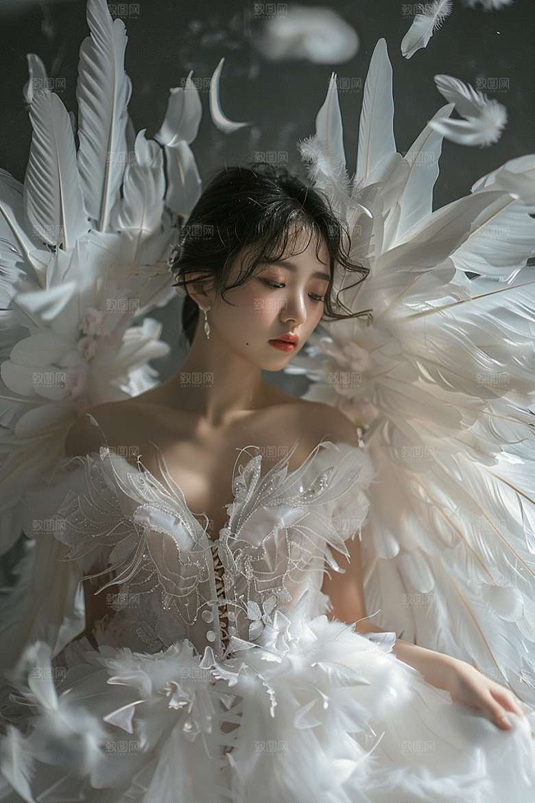 天使女神肖像纯洁摄影图