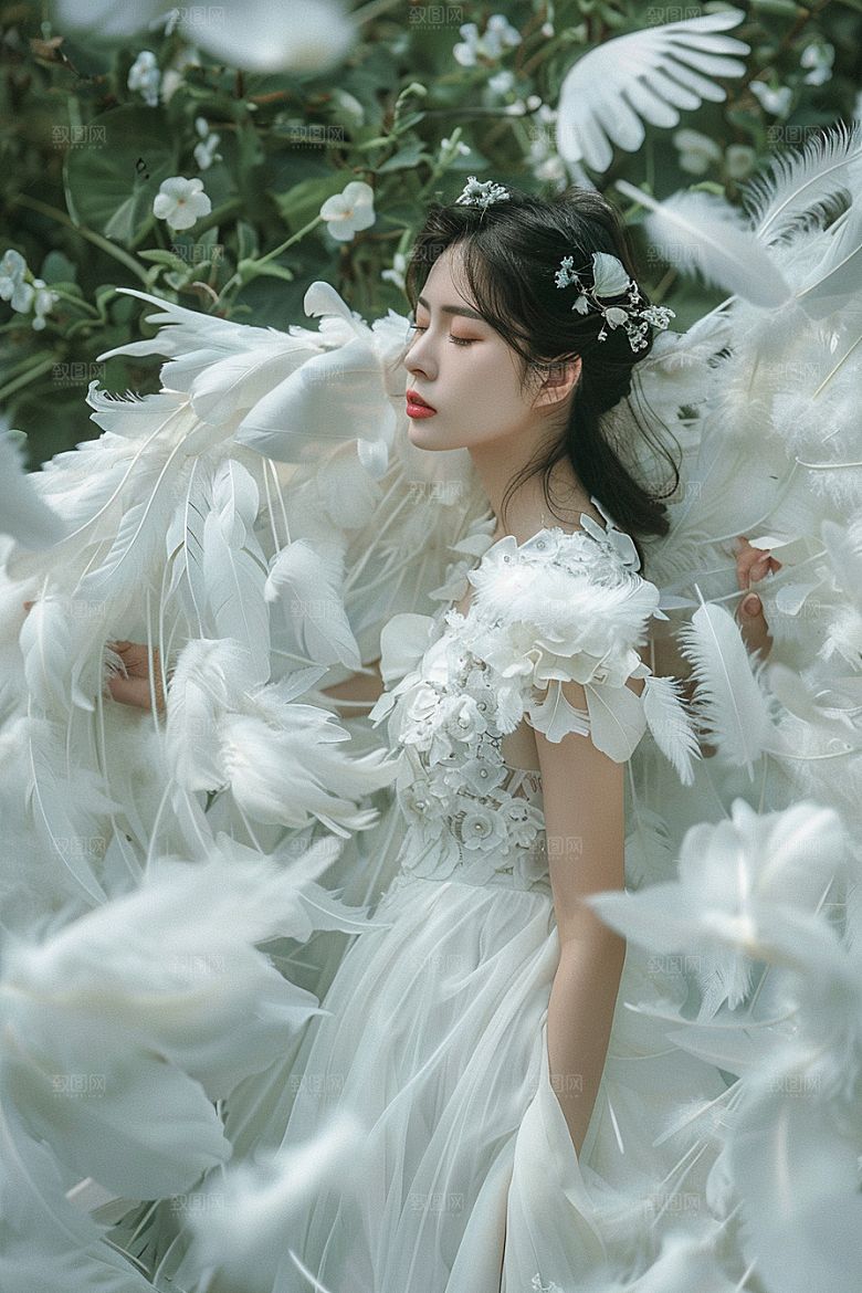 天使女神肖像纯洁摄影图