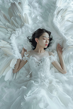 天使女神梦幻白色摄影图