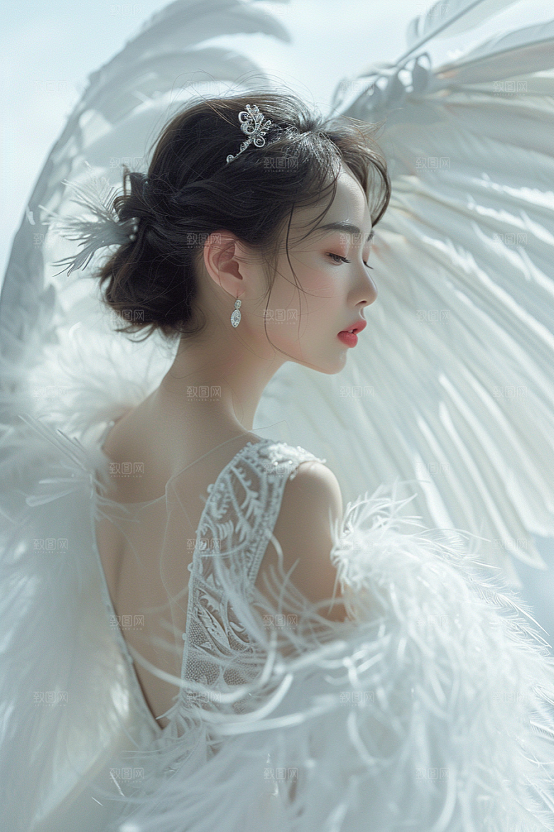 天使女神白色仙女摄影图
