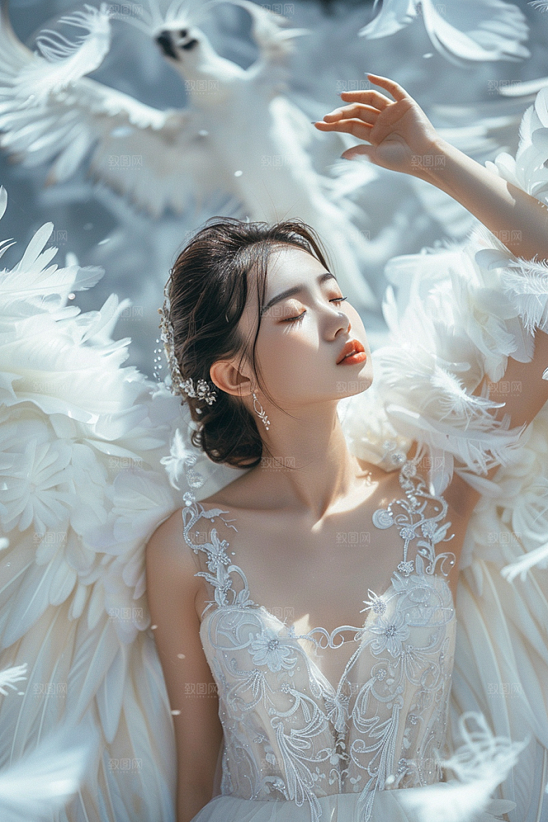 天使女神肖像纯洁摄影图