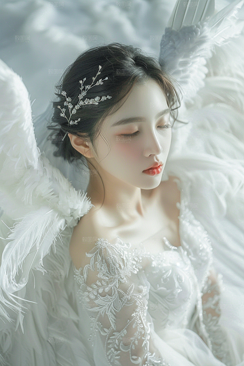 天使女神人物肖像摄影图