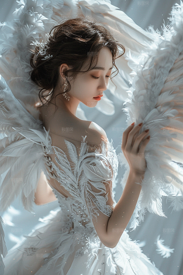 天使女神白色纯洁摄影图