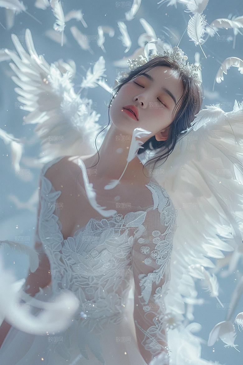 天使女神肖像写真摄影图