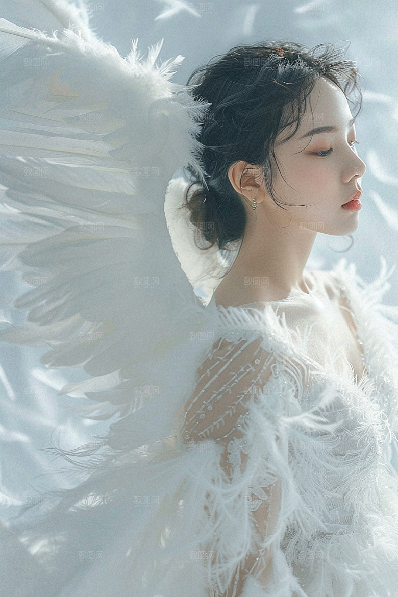 天使女神纯洁白色摄影图