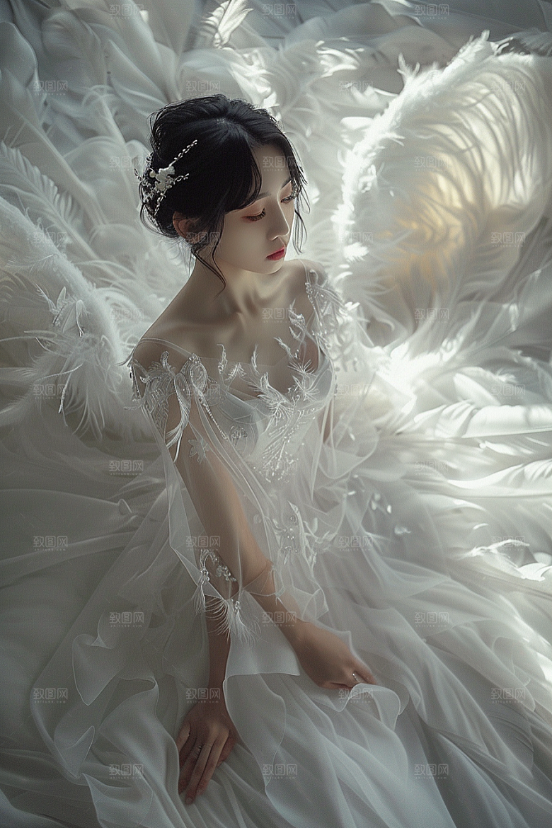 天使女神人物白色摄影图