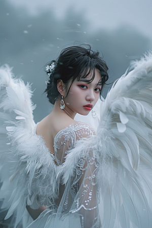 天使女神清新美女摄影图