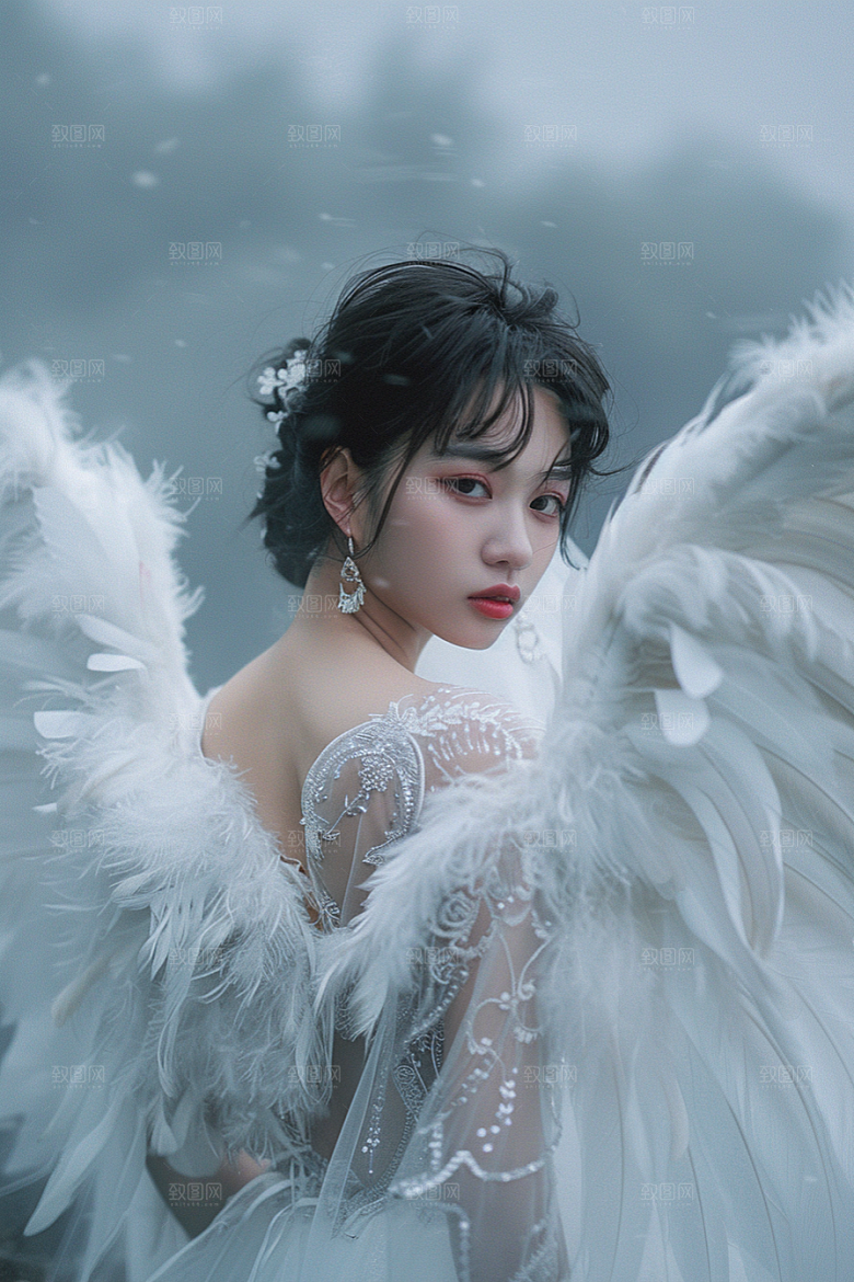 天使女神清新美女摄影图