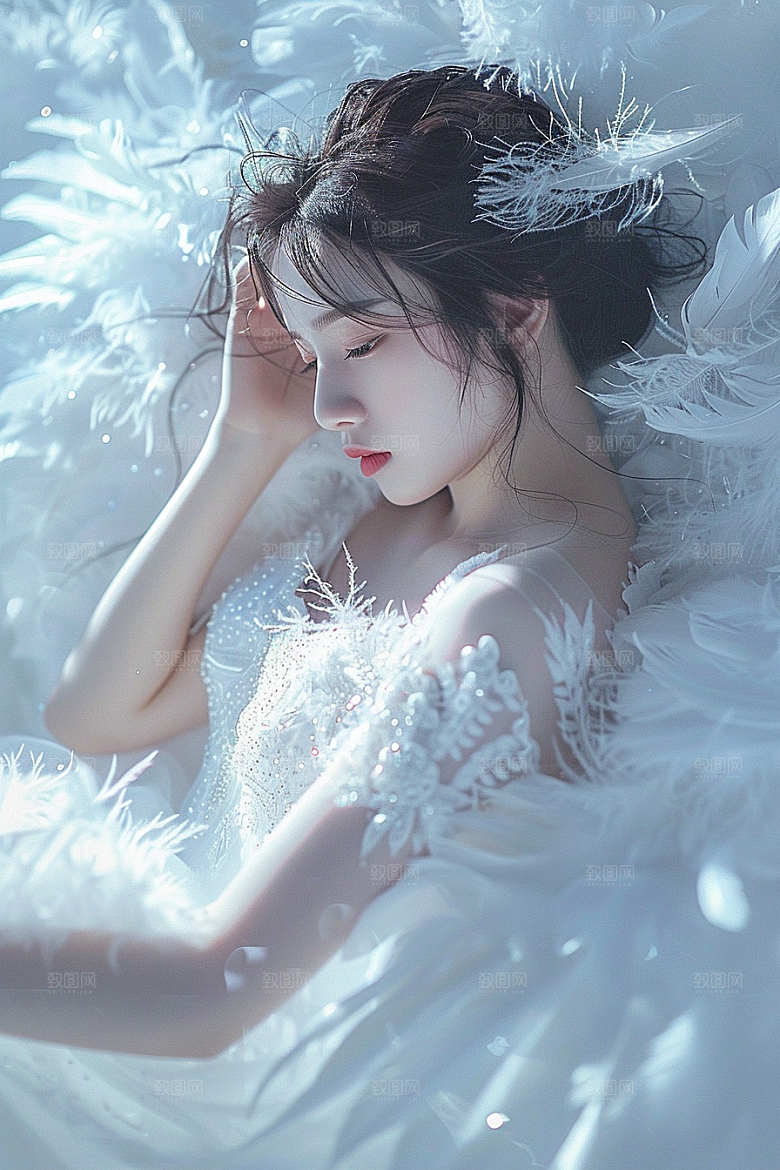 天使女神羽毛翅膀高清摄影图