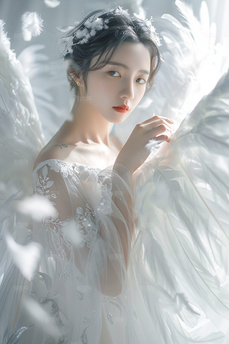 天使女神唯美肖像摄影图