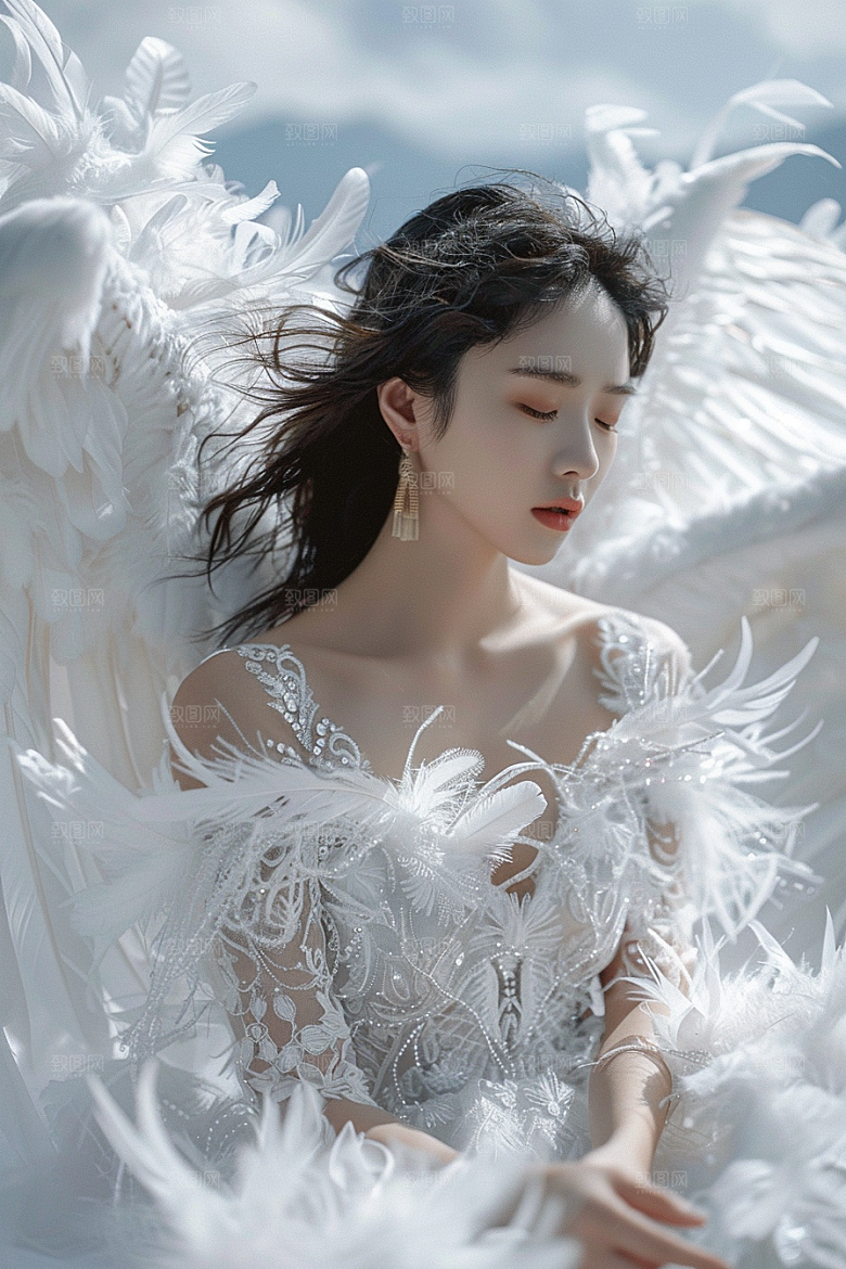 天使女神白色高清摄影图