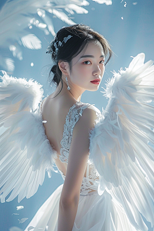 天使女神白色高清摄影图
