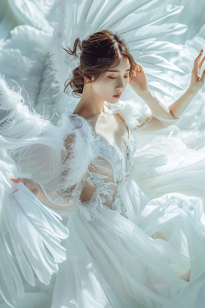天使女神肖像写真摄影图