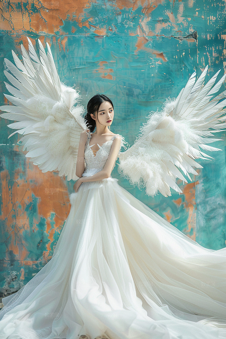 天使女神白色肖像摄影图
