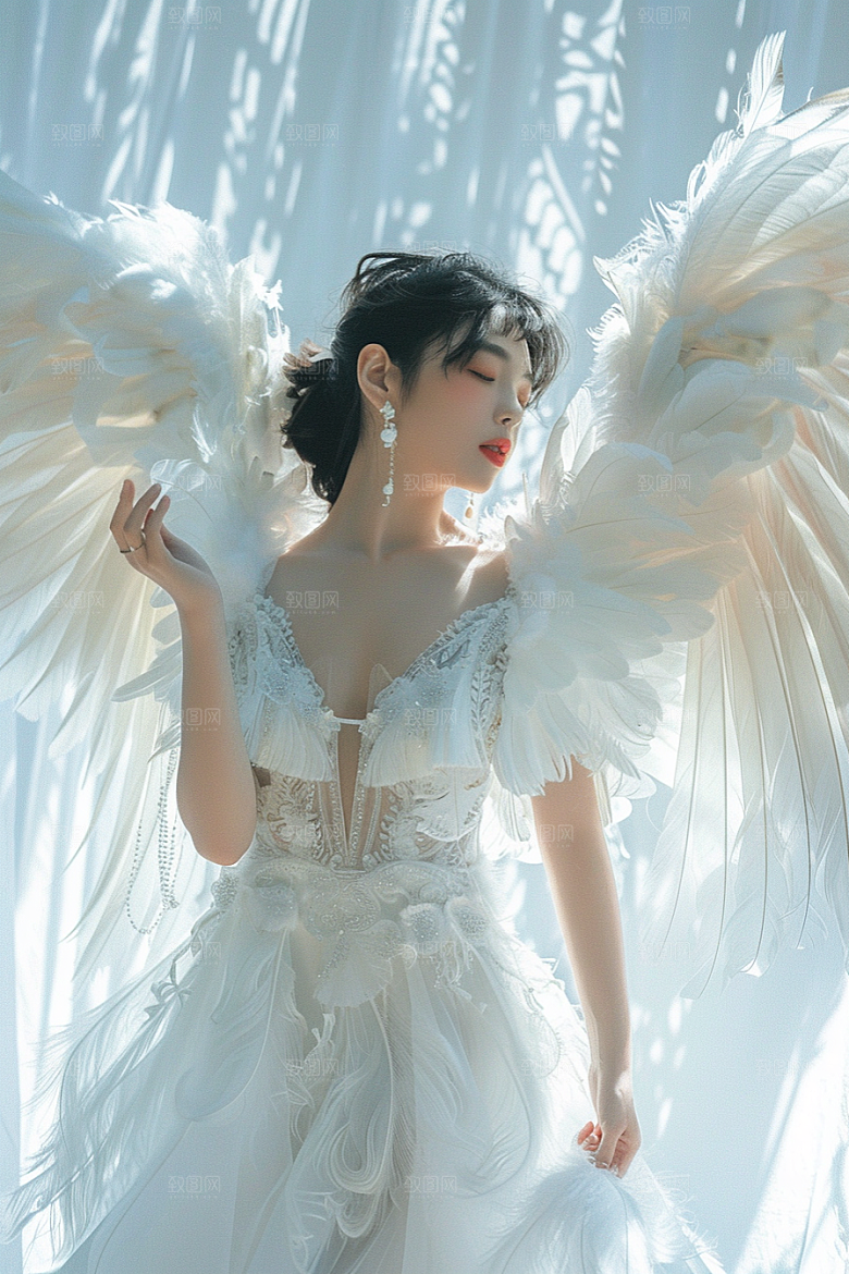 天使女神肖像写真摄影图