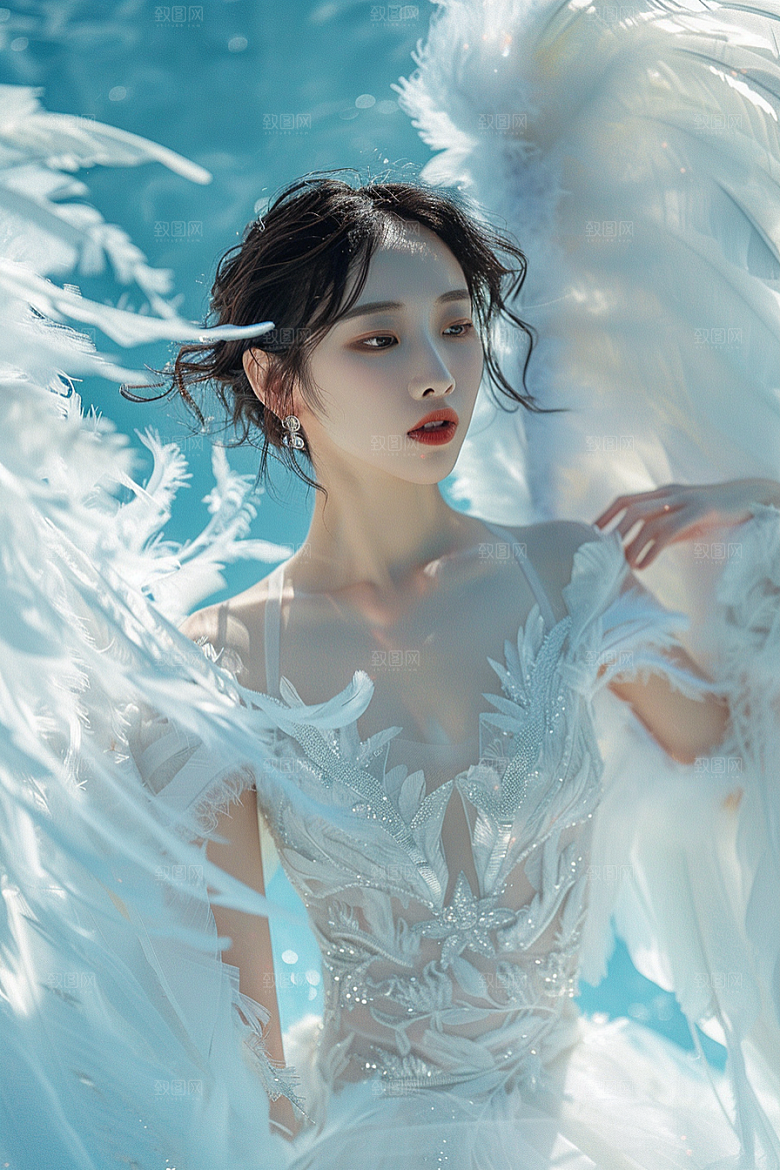 天使女神写真羽毛翅膀摄影图