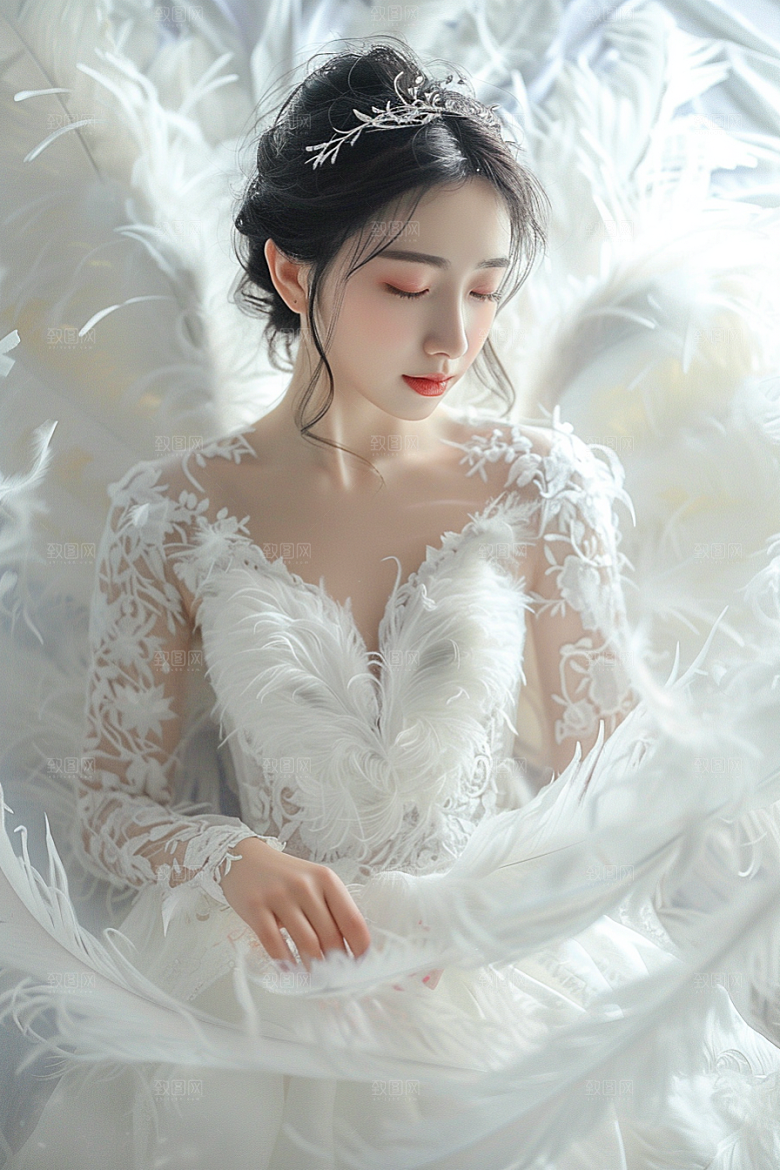 天使女神高清白色摄影图