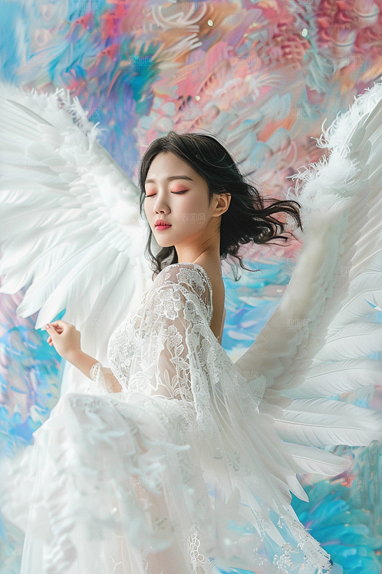 天使女神清新美女摄影图