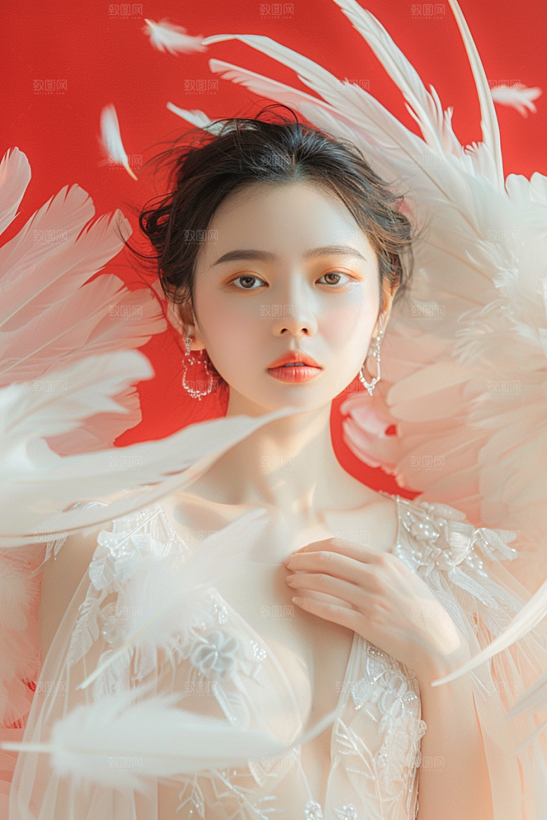 天使女神肖像唯美摄影图