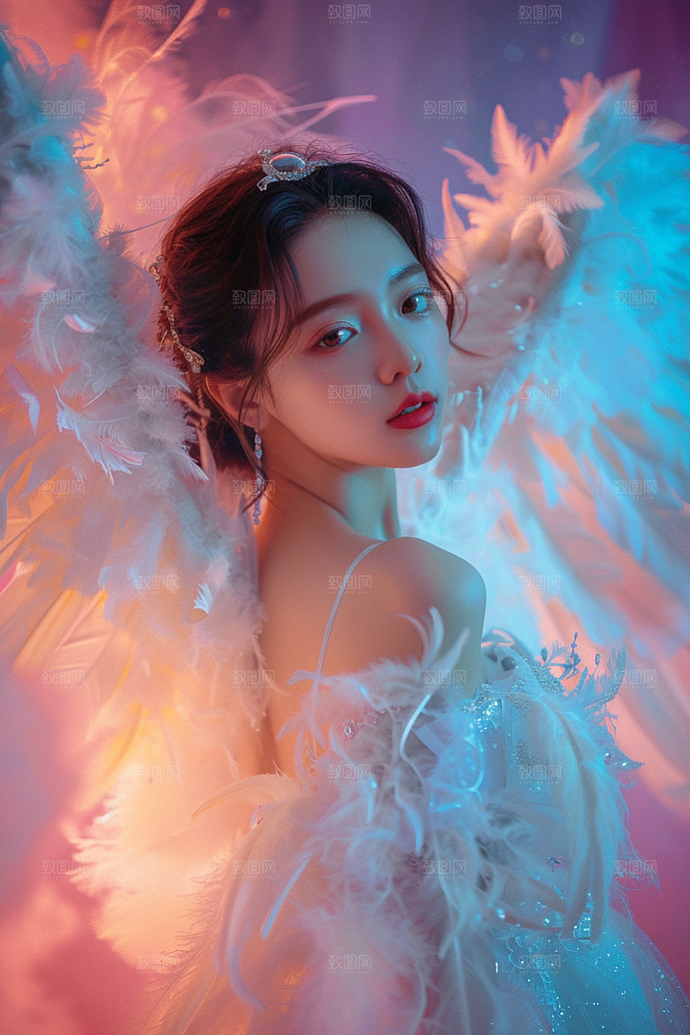天使女神清新美女摄影图