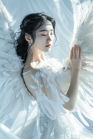 天使女神美女肖像摄影图