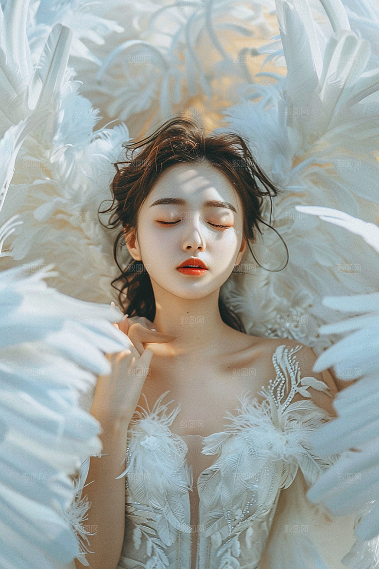 天使女神清新白色摄影图