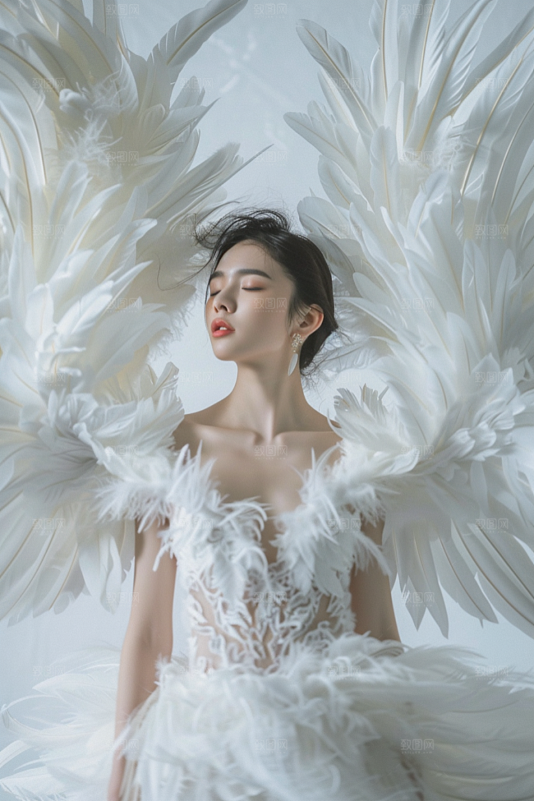 天使女神写真白色摄影图