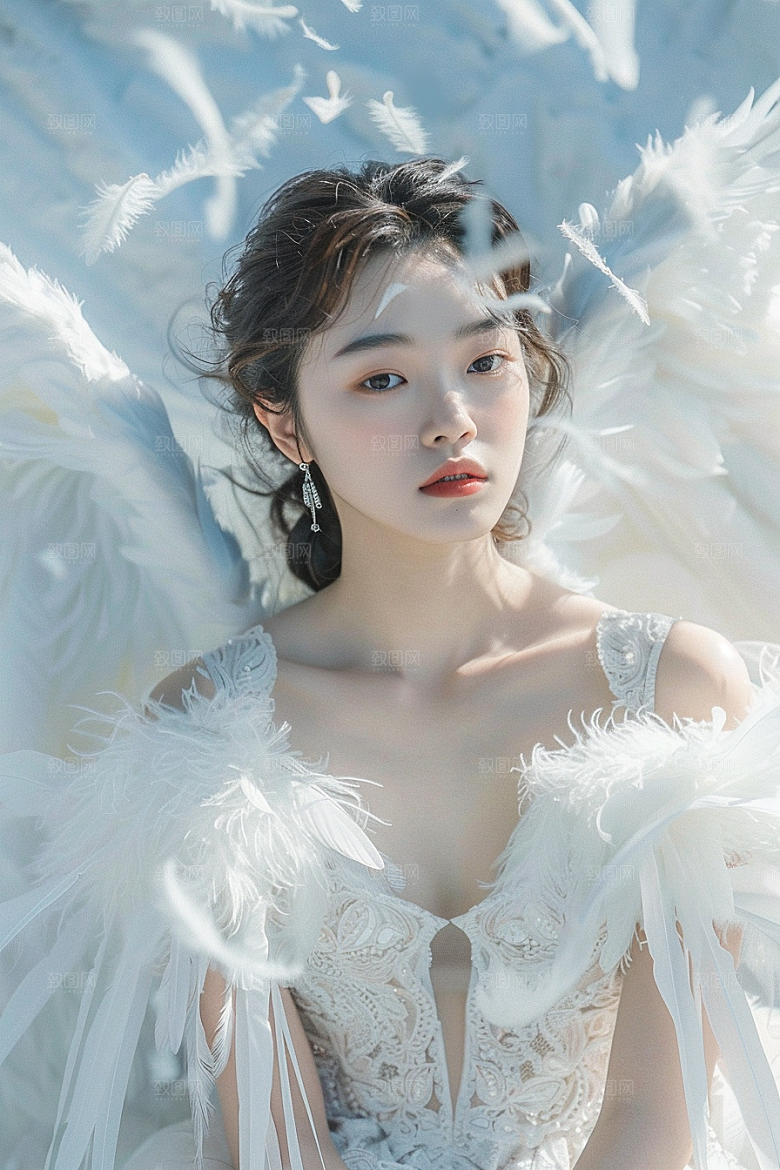 天使女神白色仙女摄影图