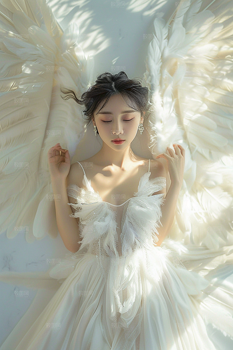 天使女神清新白色摄影图