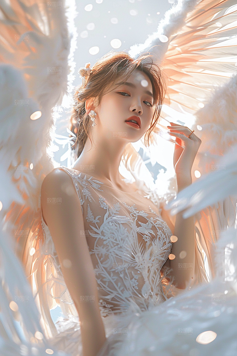 天使女神美女清新摄影图
