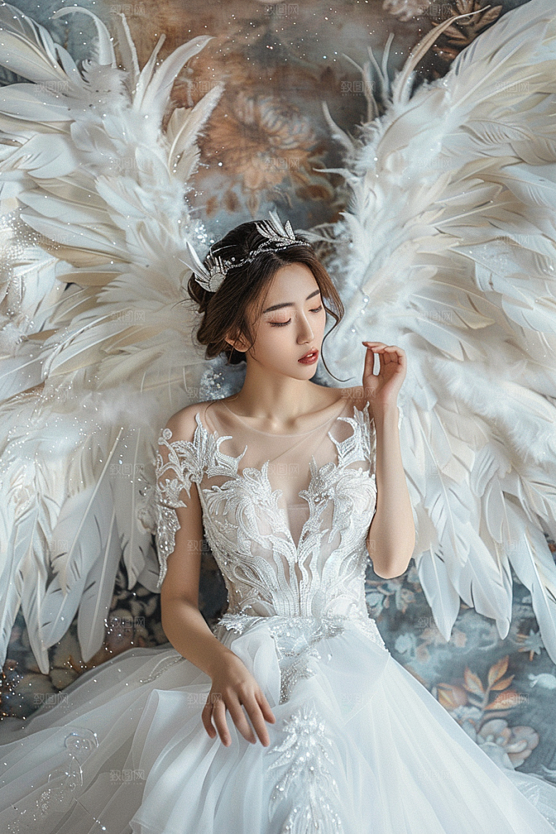 天使女神白色梦幻摄影图